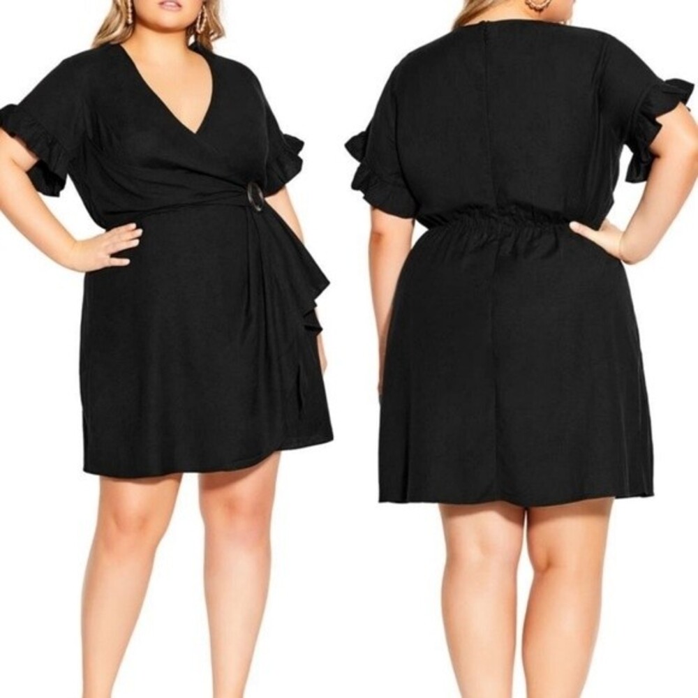 NWT City Chic perfect summer ruffled faux wrap dress 16